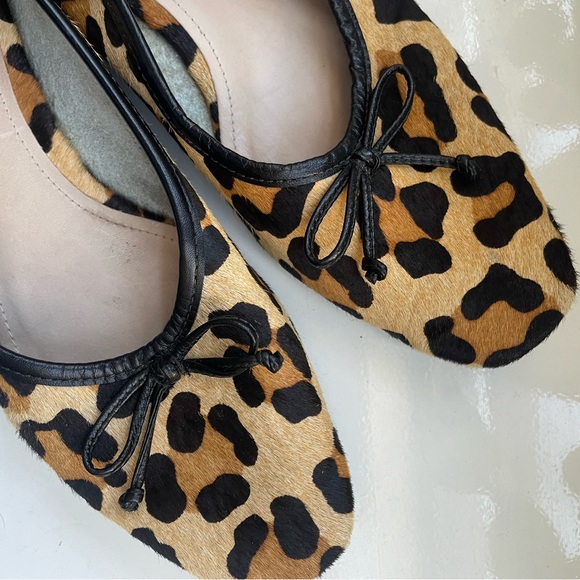 Schutz Arissa Mohair Animal Leopard Print Flats Women - Picture 3 of 5